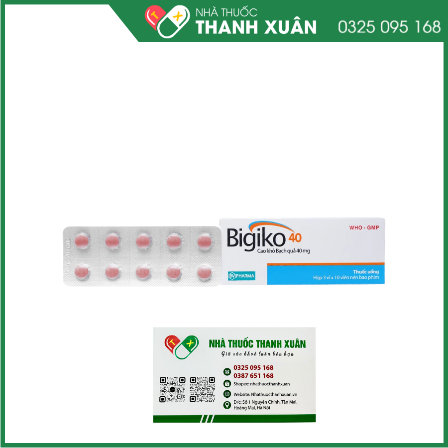 Bigiko 40 điều trị thiểu năng tuần hoàn máu não, suy giảm trí nhớ